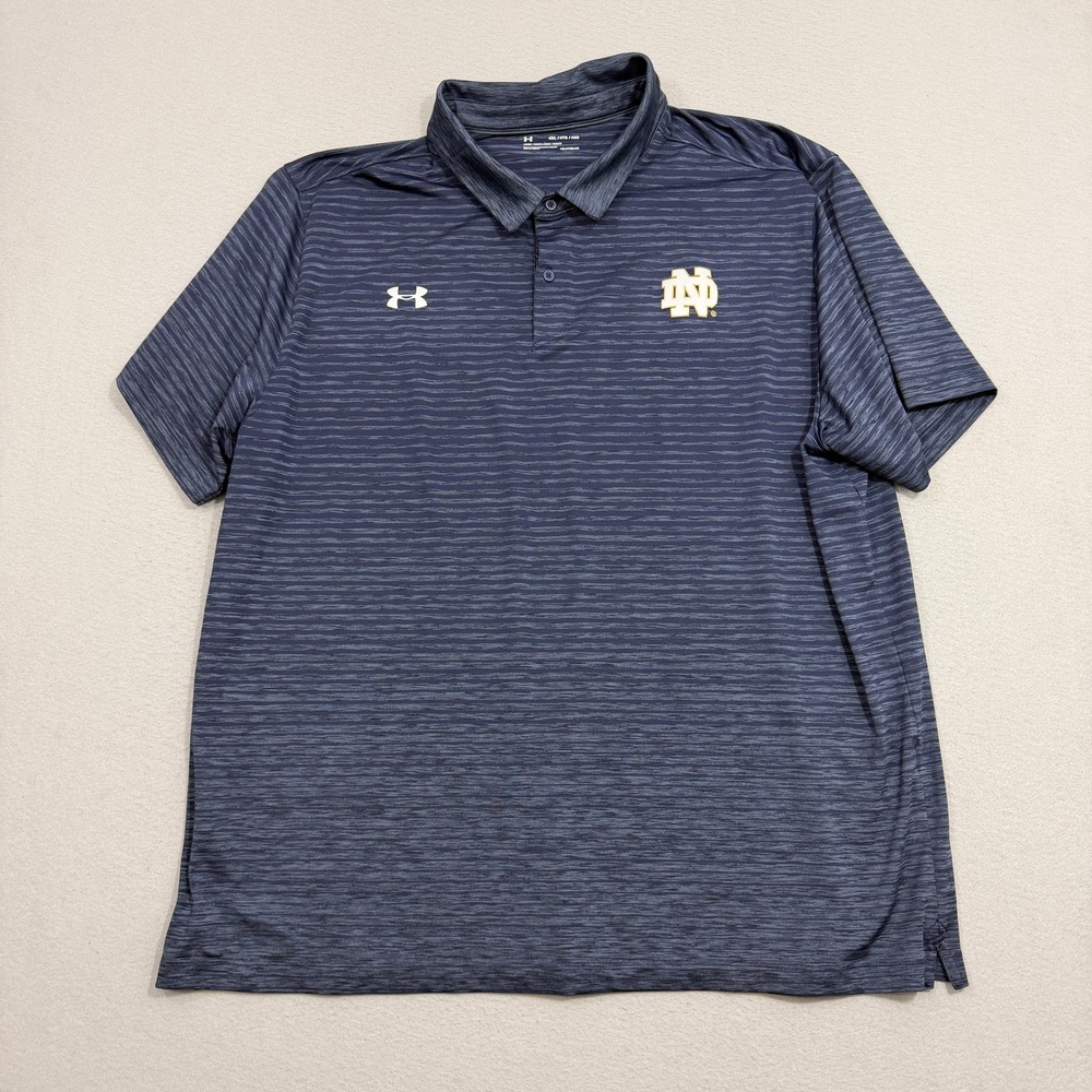 Under Armour Polo Mens 4XL Blue Notre Dame Fighting Irish Striped NCAA Football